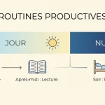 Timeline minimaliste routines productives modernes
