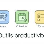 Icônes minimalistes outils numériques de productivité