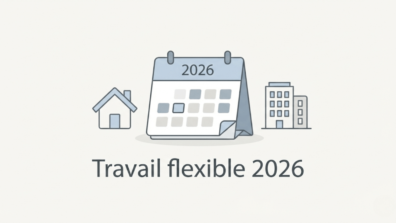Calendrier minimaliste travail flexible 2026
